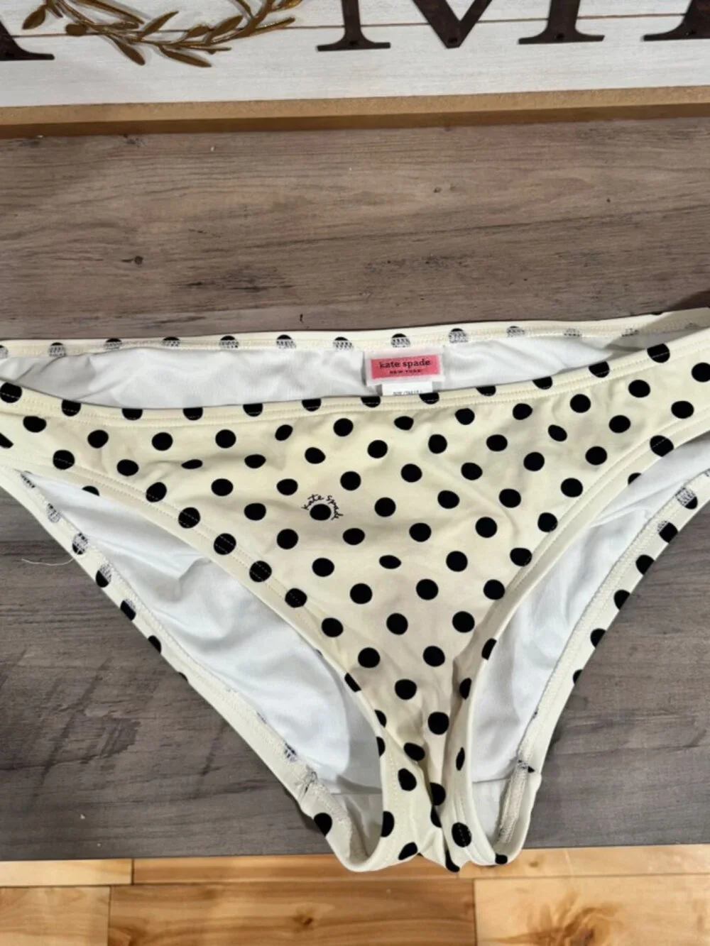 Kate Spade New York Polka Dot Bikini Bottoms Cream Black XL